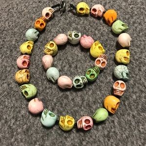MADE IN PERU sugar skull necklace and bracelet